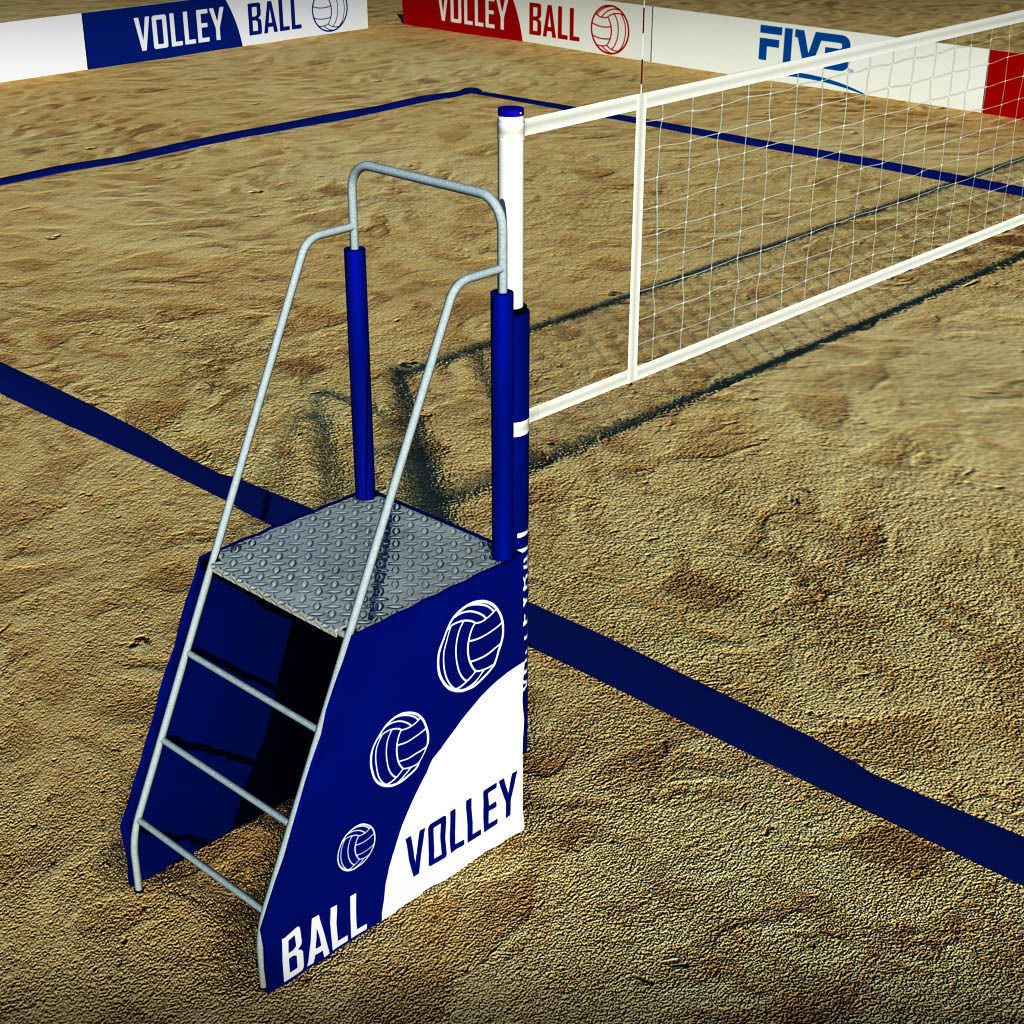 Beach volleyball court low poly Low-poly 3D model_2