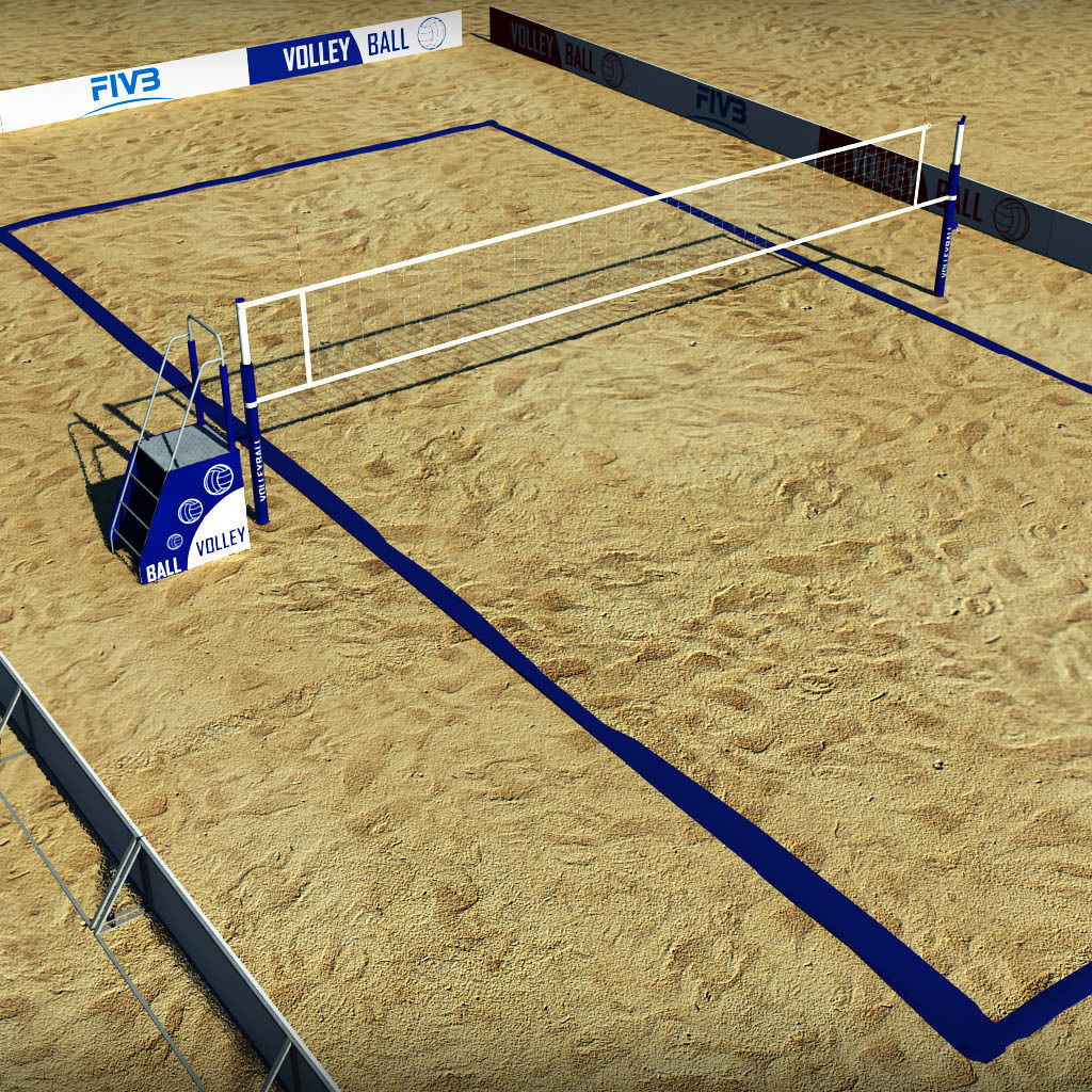 Beach volleyball court low poly Low-poly 3D model_1