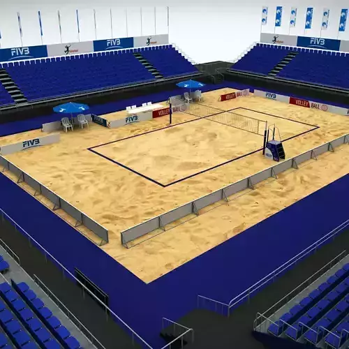 Volleyball beach court stadium high detail