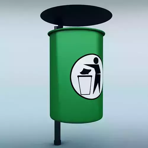 Street trash can low poly