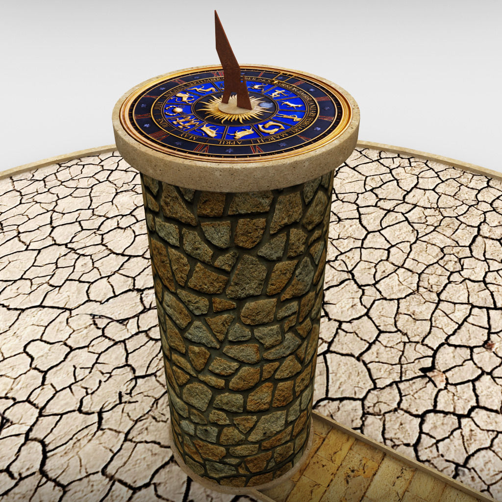Solar sundial clock time 3D model_2