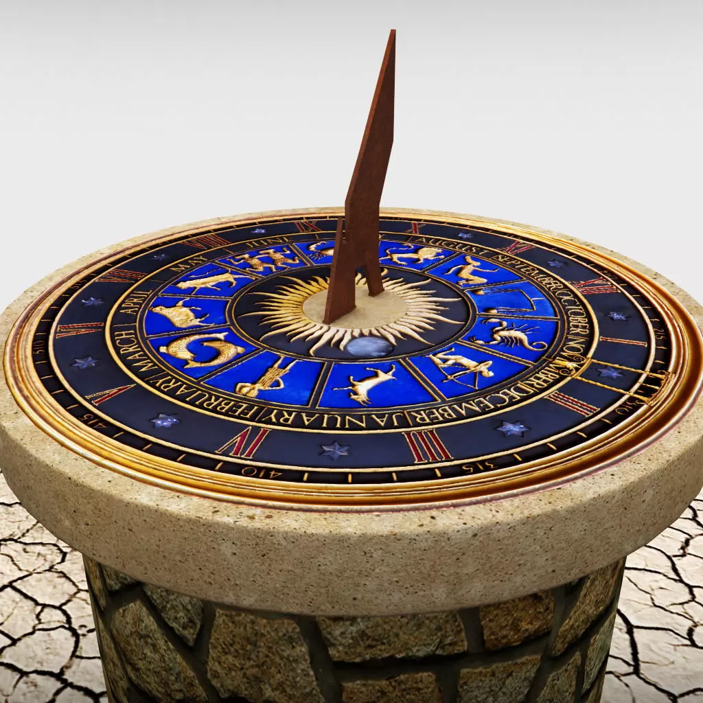 Solar sundial clock time 3D model_0