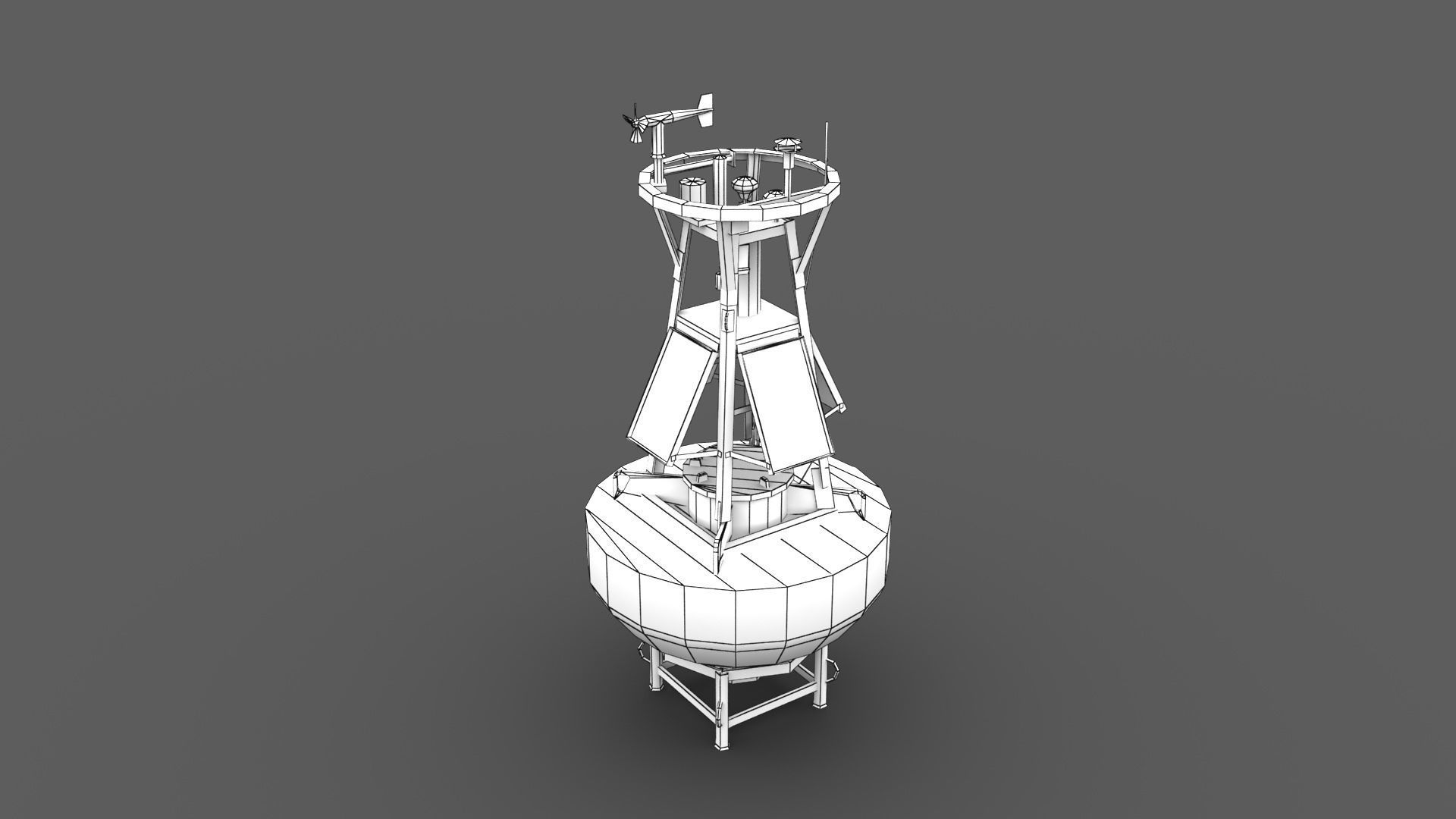 Meteorological Buoy Low-poly 3D model_7