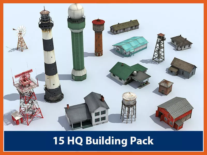 Building Pack 2  Low-poly 3D model_0