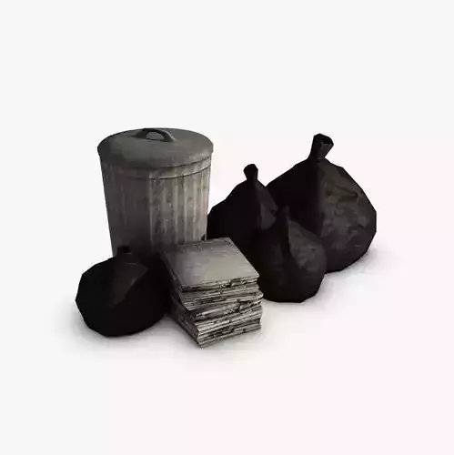 Trash Collection three cans and garbage bag