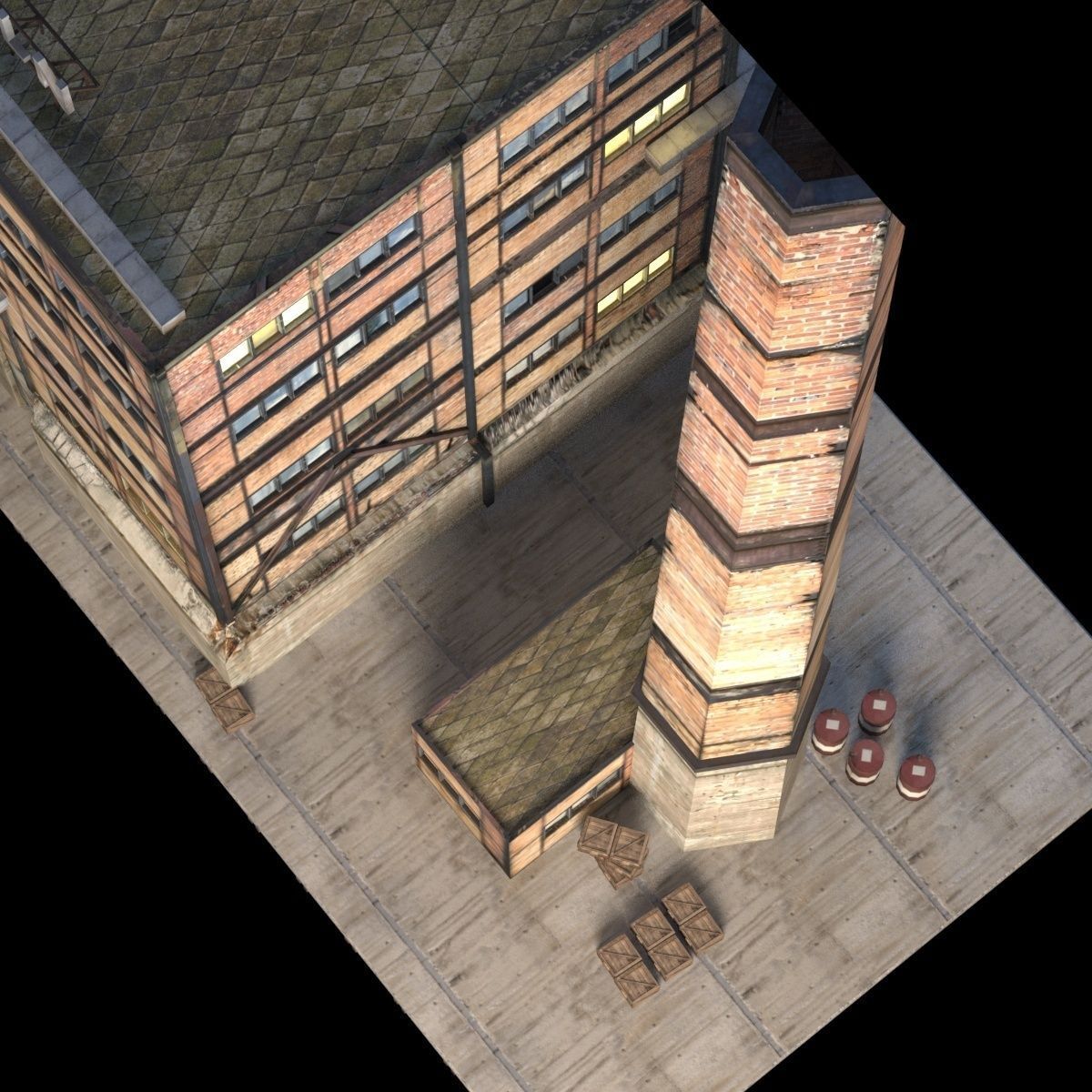 Abandoned Factory Building 149 Low-poly 3D model_7