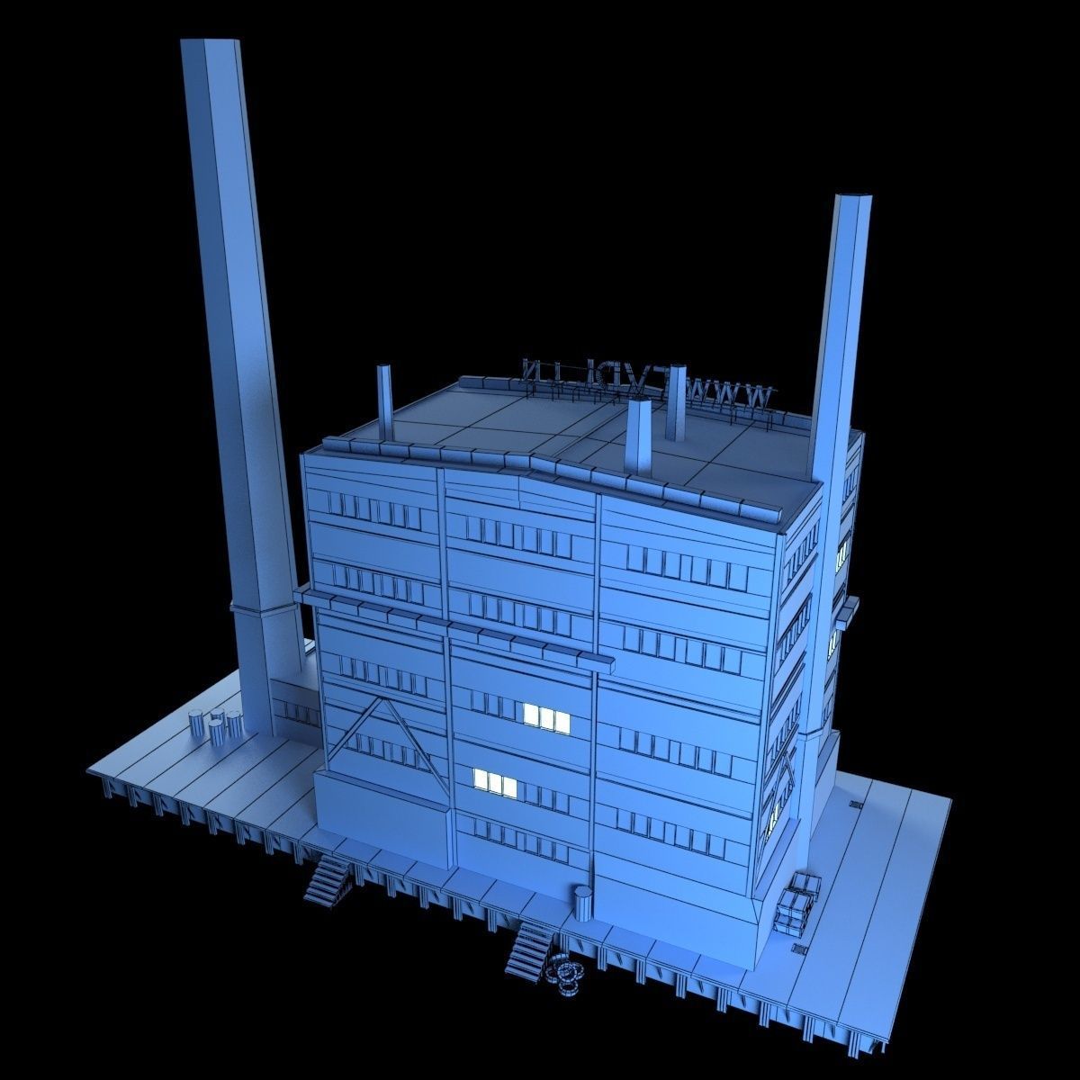 Abandoned Factory Building 149 Low-poly 3D model_13