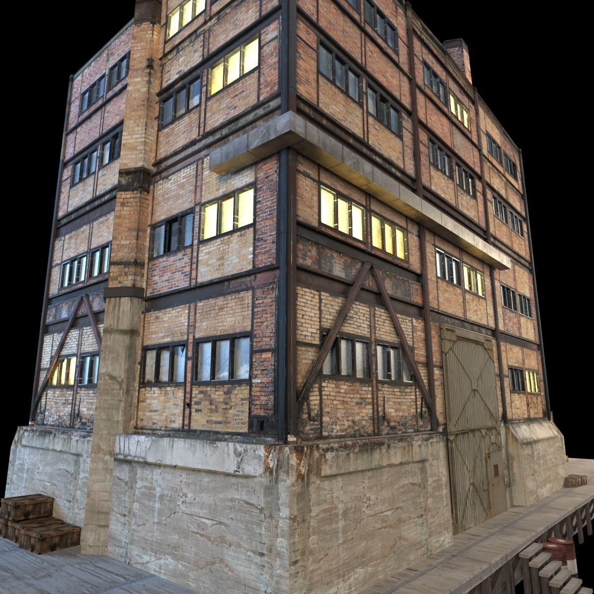 Abandoned Factory Building 149 Low-poly 3D model_12