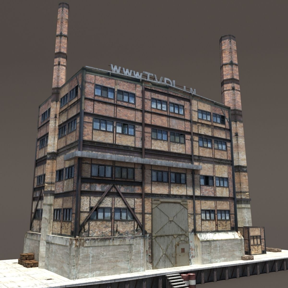 Abandoned Factory Building 149 Low-poly 3D model_6