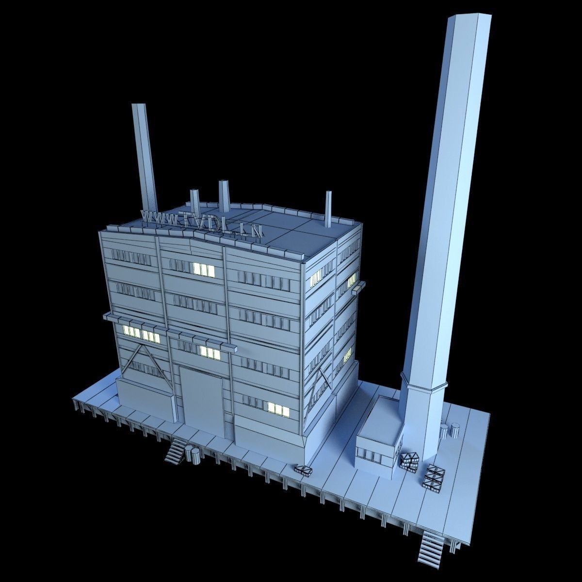 Abandoned Factory Building 149 Low-poly 3D model_9