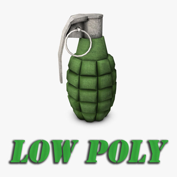 Low Poly Hand Grenade 3D model_3