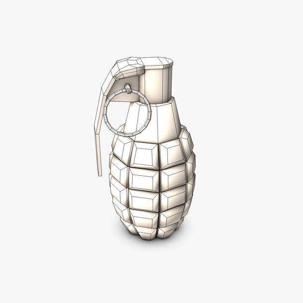 Low Poly Hand Grenade 3D model_7