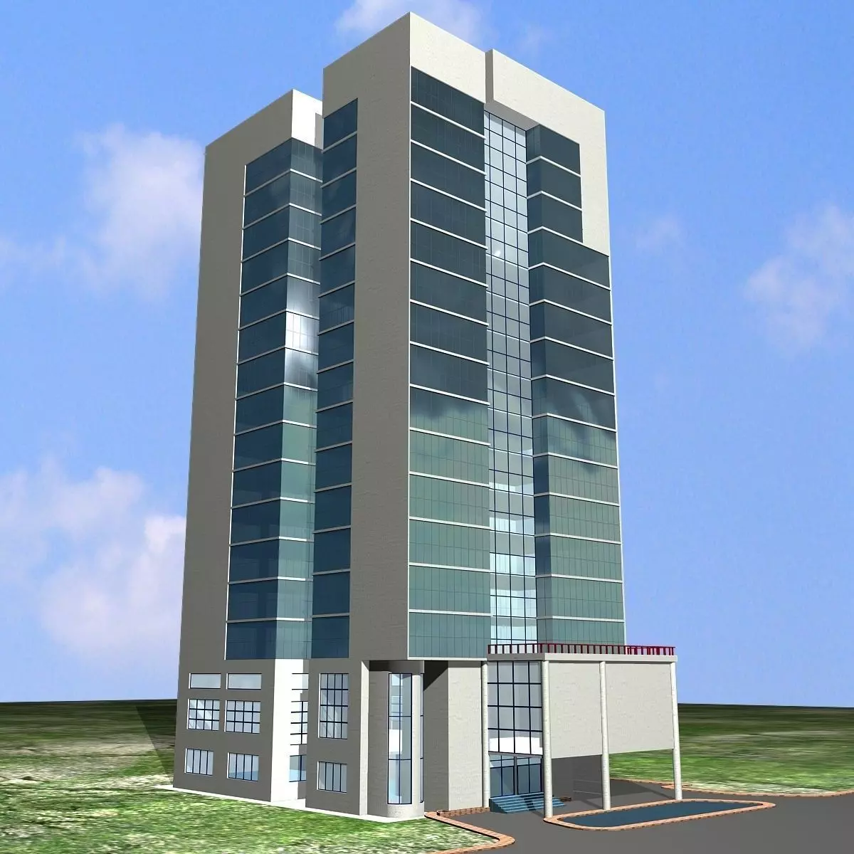Commercial Building Low-poly 3D model_0