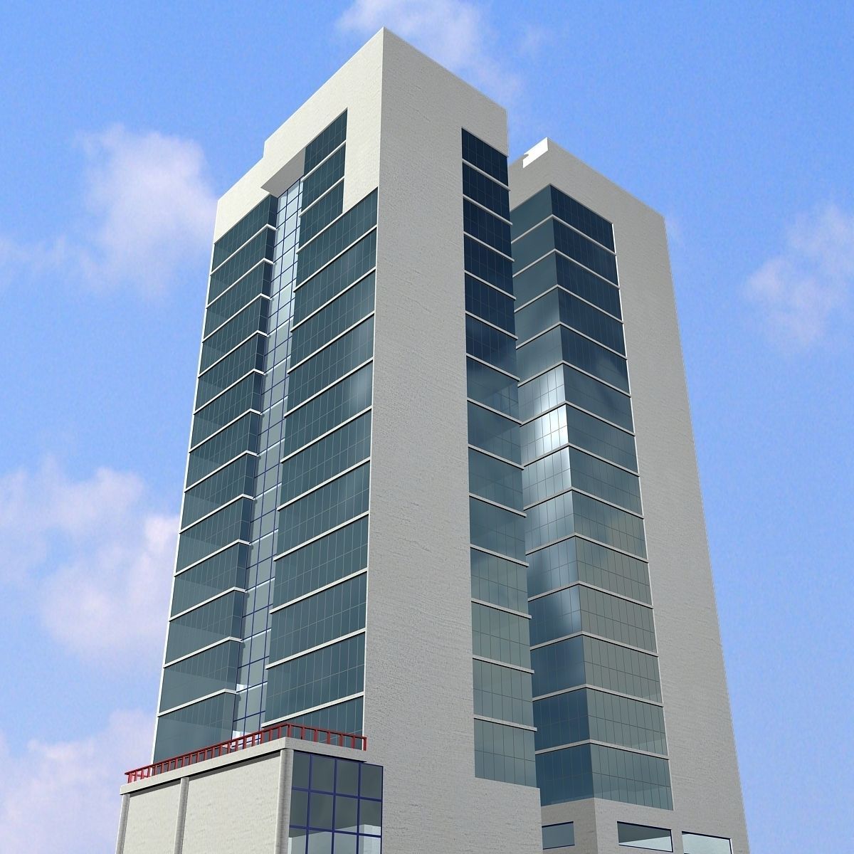 Commercial Building Low-poly 3D model_5