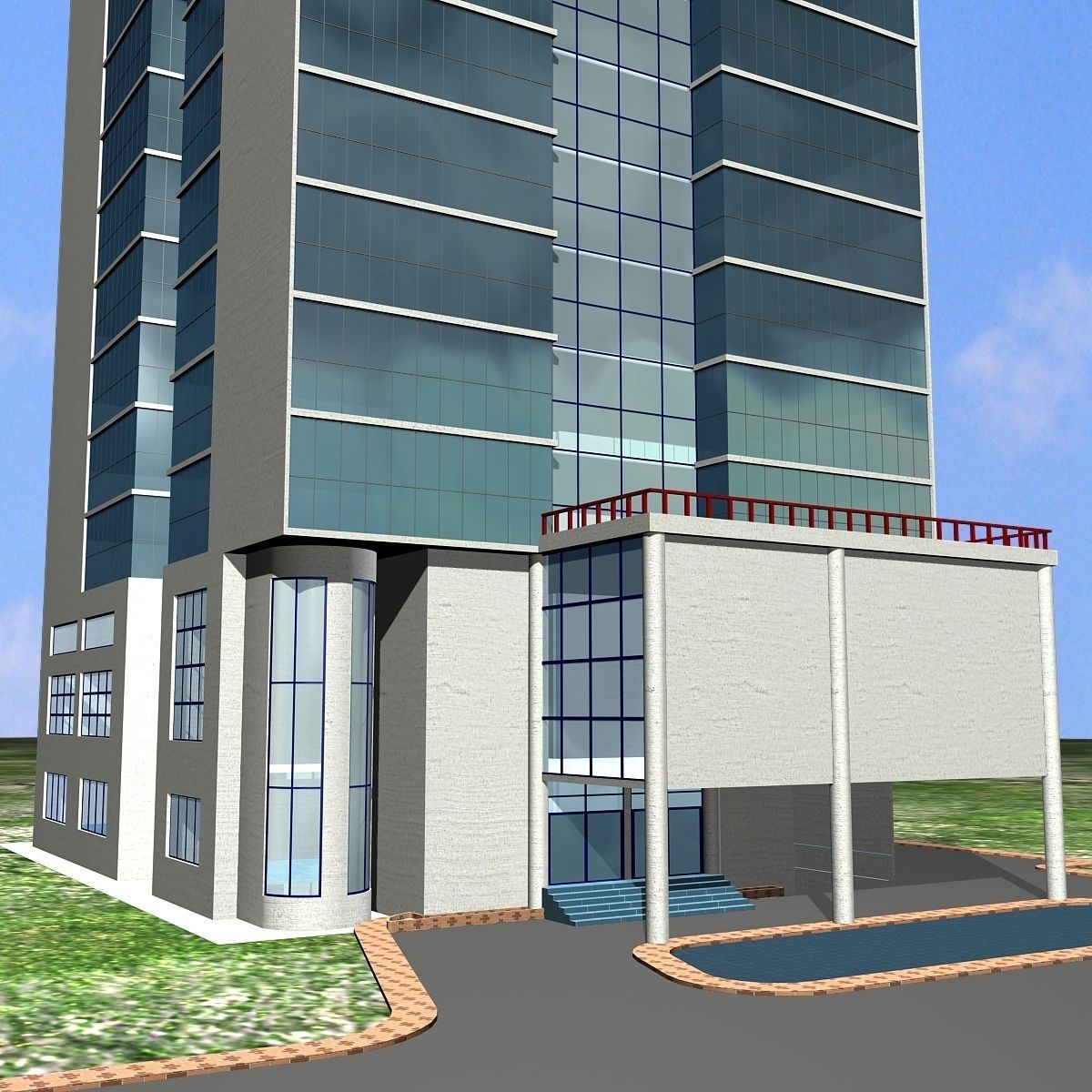 Commercial Building Low-poly 3D model_3