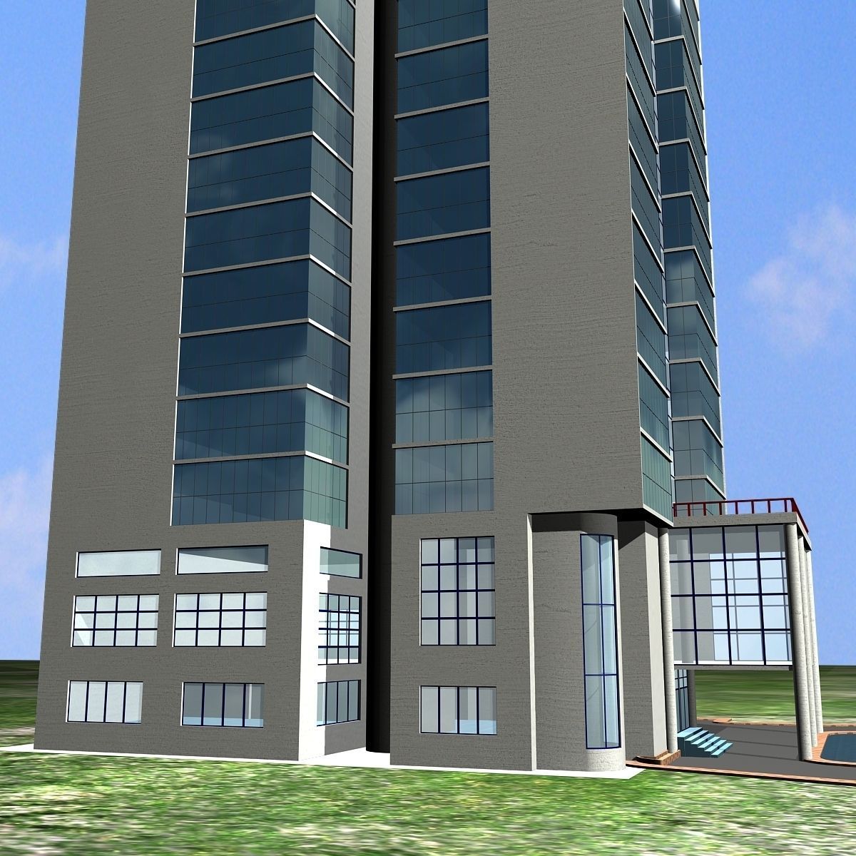 Commercial Building Low-poly 3D model_4