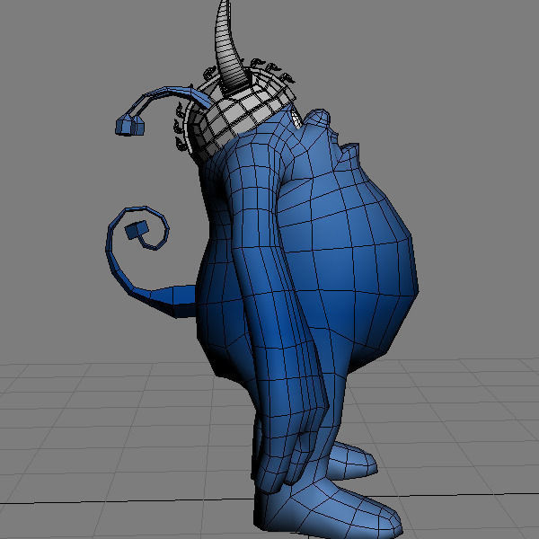 Monster with helmet Low-poly 3D model_2