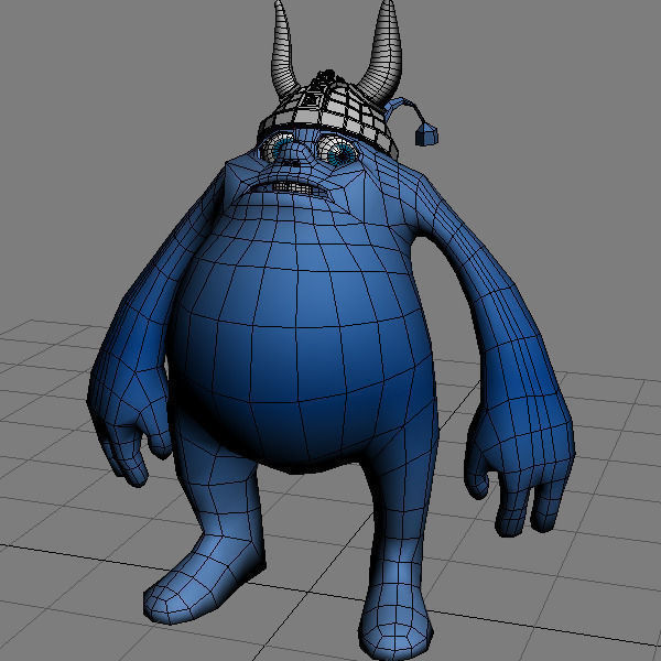 Monster with helmet Low-poly 3D model_1