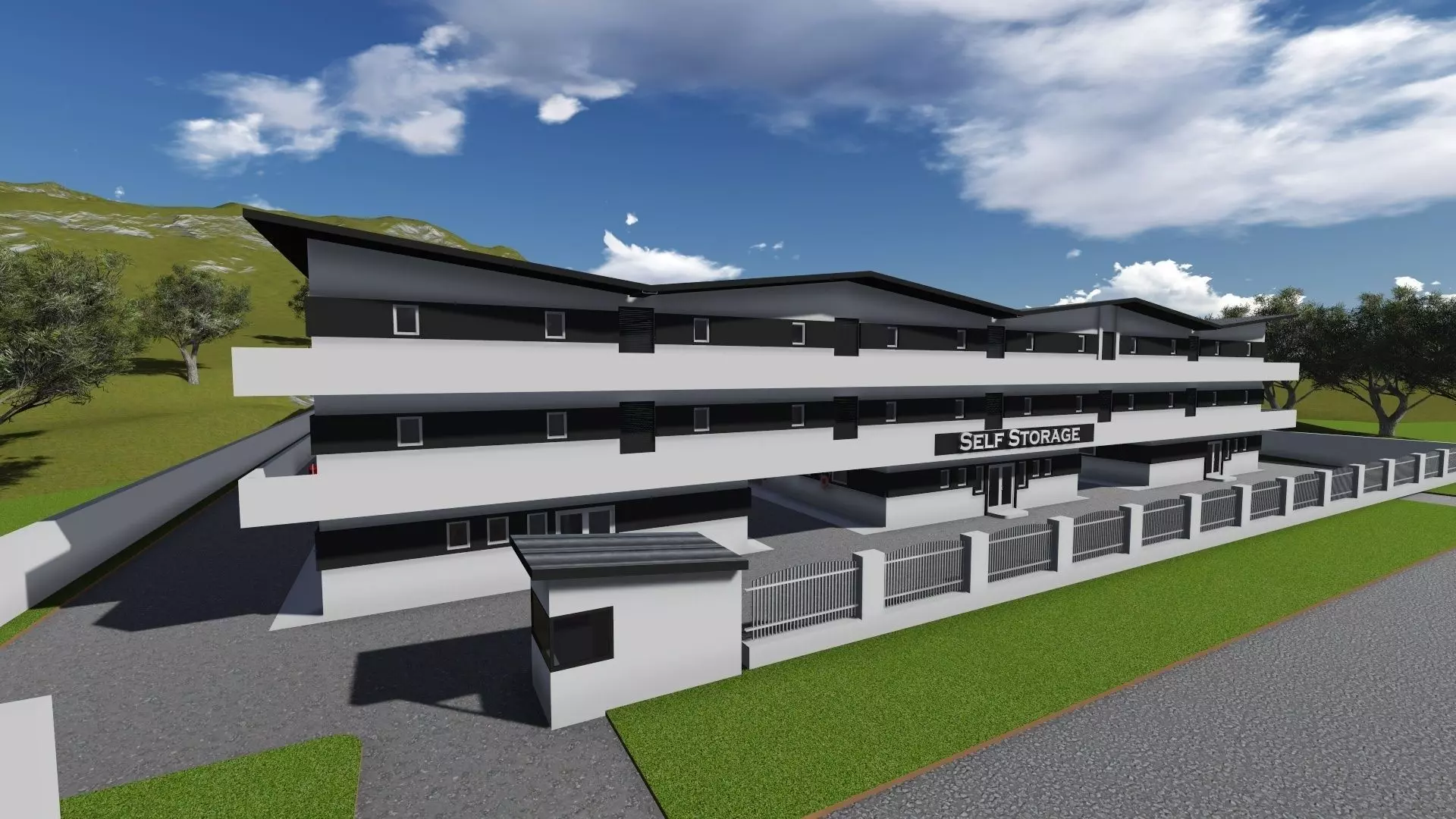 Storage Building or Excellent Game map Low-poly 3D model_0