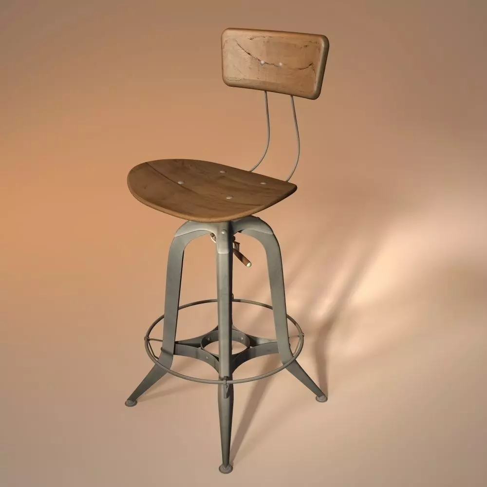 stool old factory stool 3D model