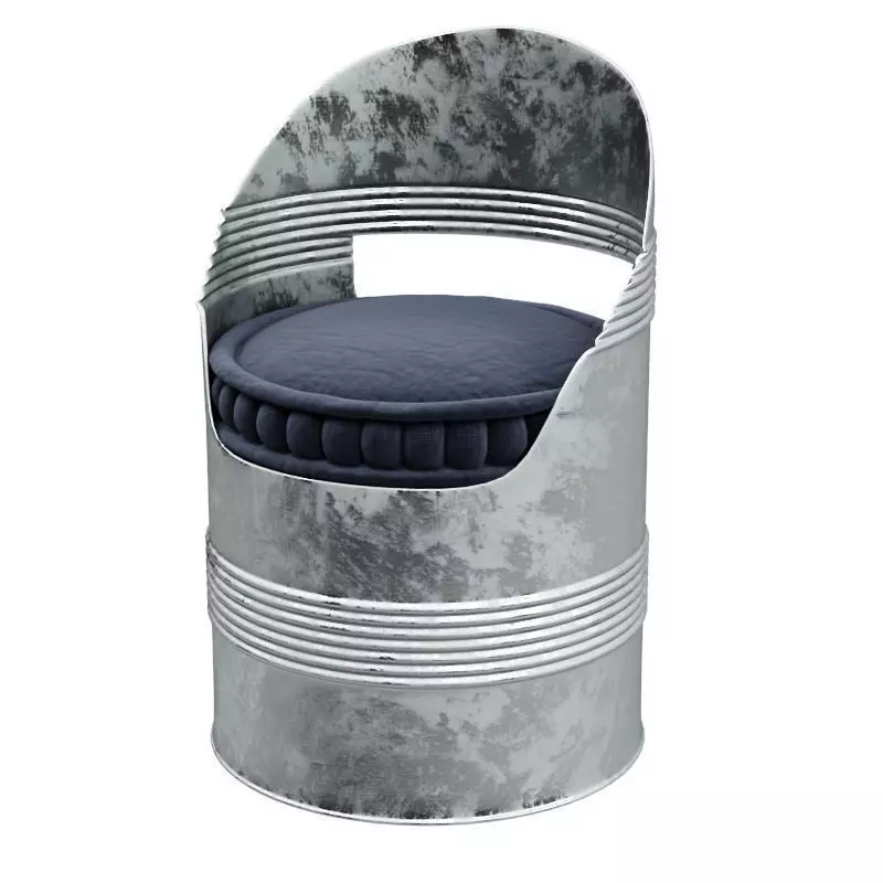 Barrel chair with soft cushion 3D model_0