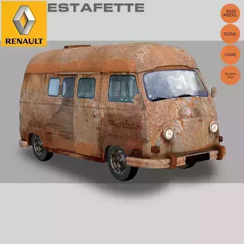Renault Estafette Rust Low-poly 3D model