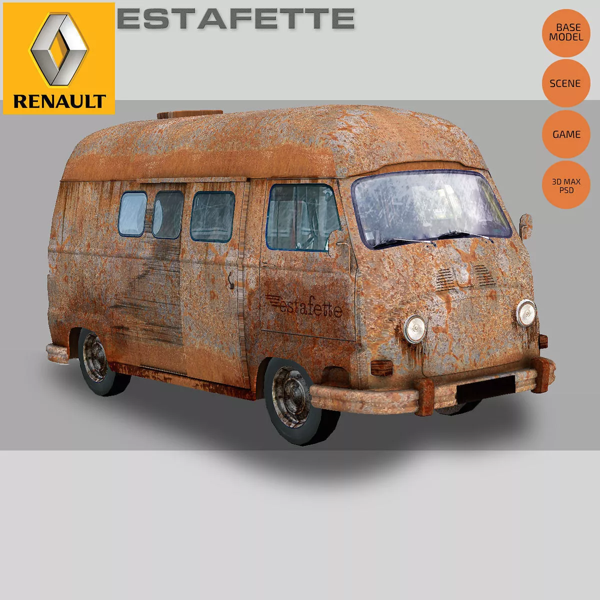 Renault Estafette Rust Low-poly 3D model