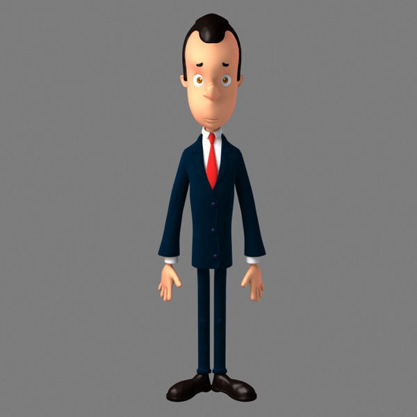 Businessman cartoon 3D model_5