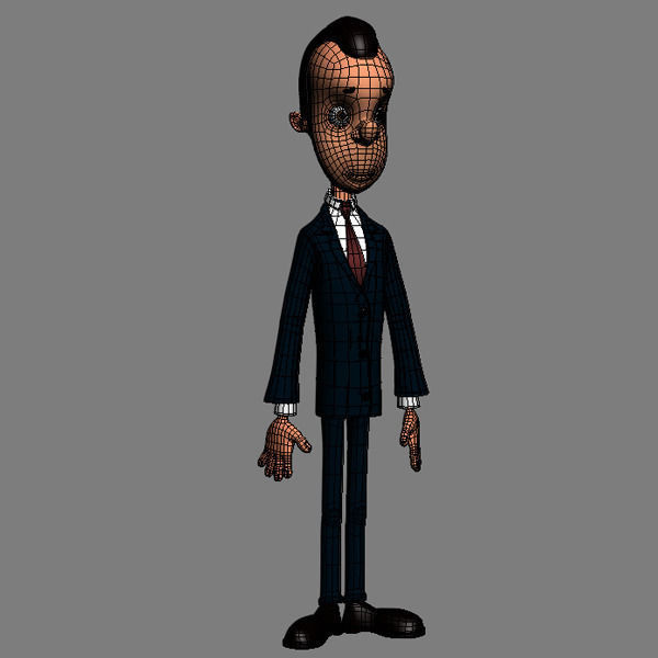 Businessman cartoon 3D model_3