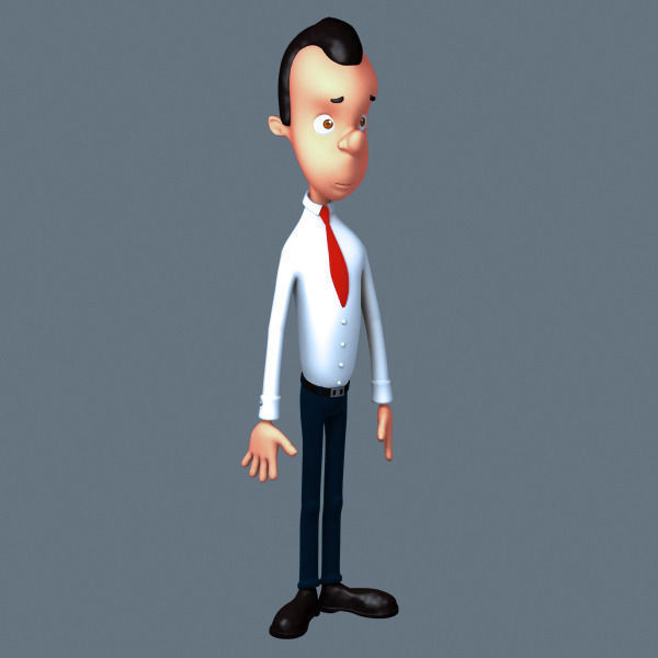 Businessman cartoon 3D model_1