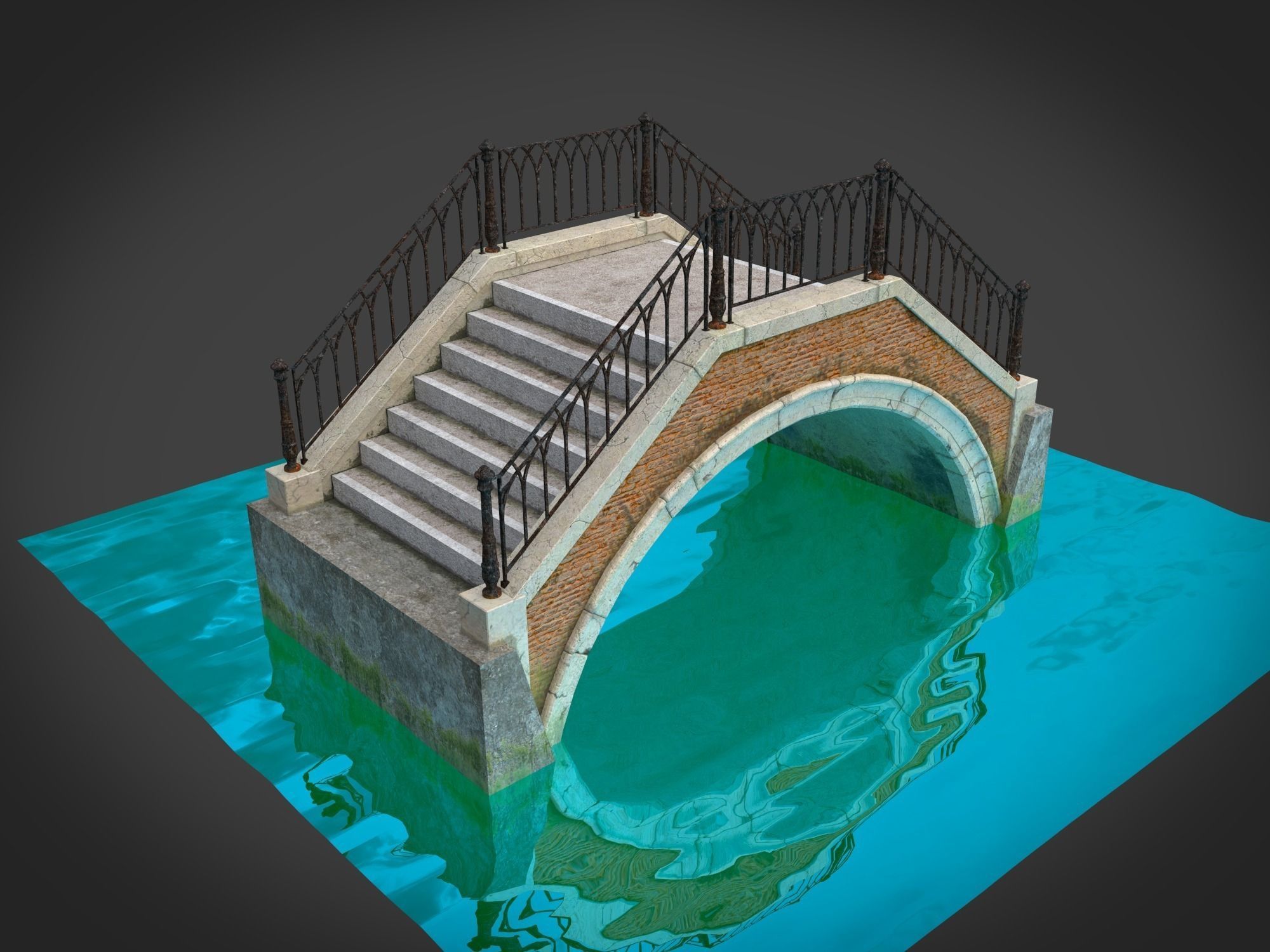 Venetian Bridge Low-poly 3D model_1