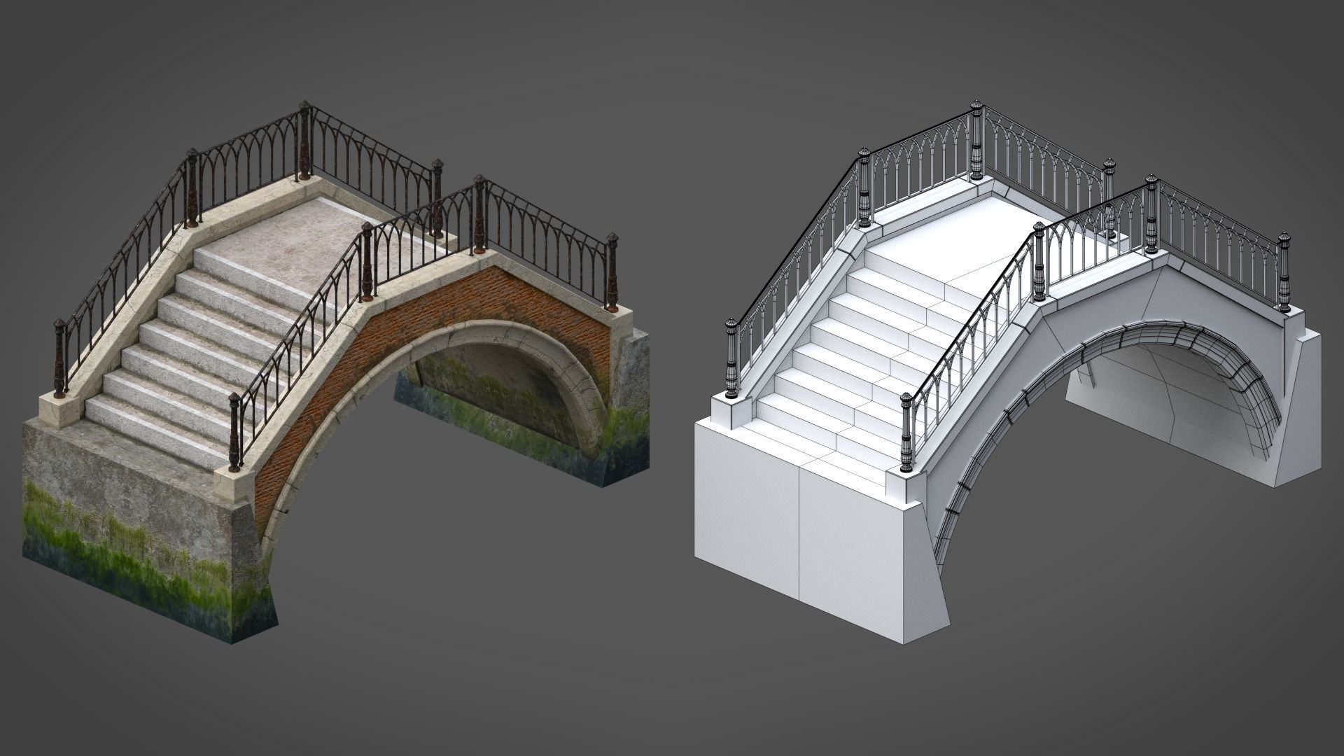 Venetian Bridge Low-poly 3D model_0