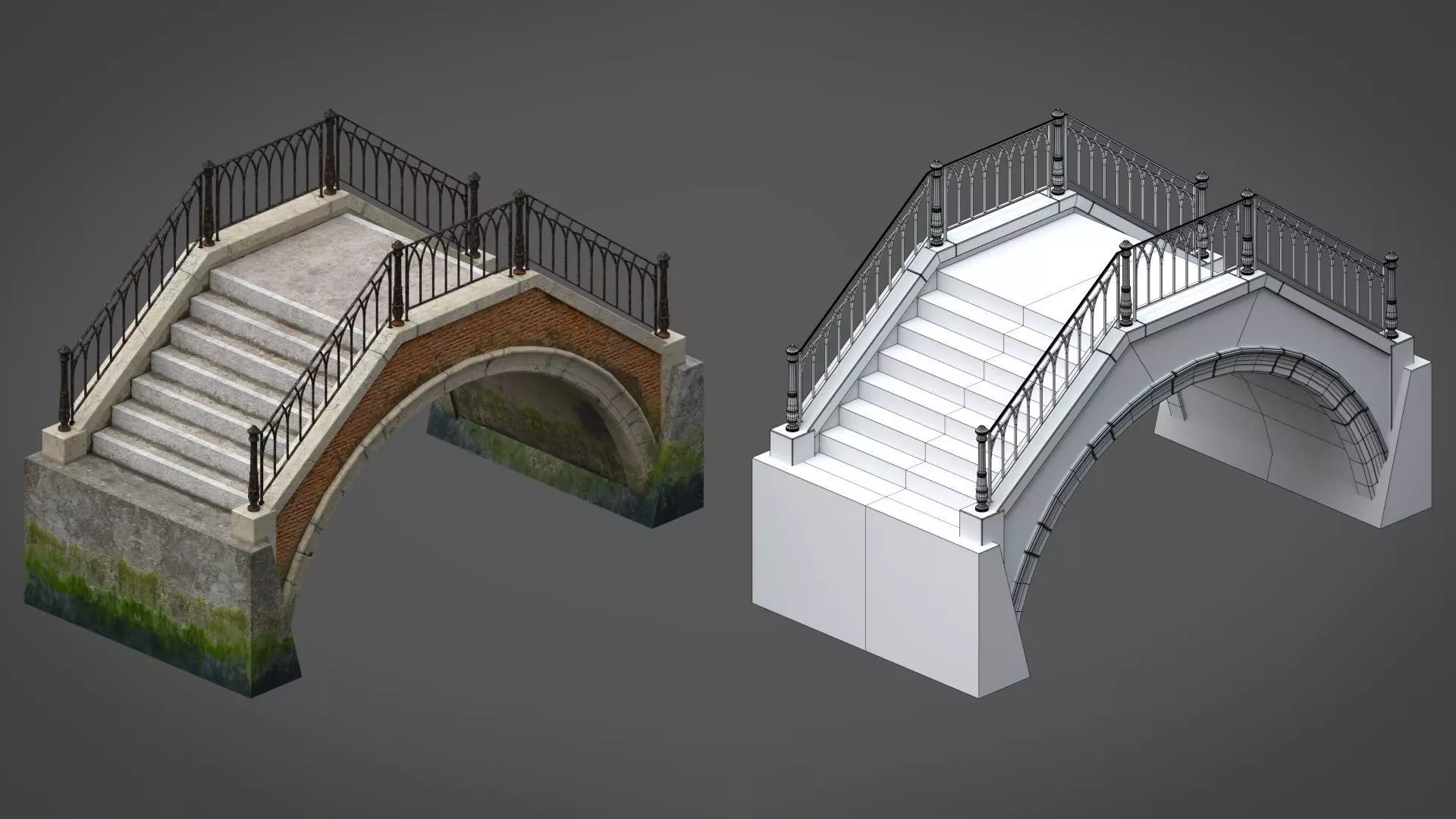 Venetian Bridge Low-poly 3D model