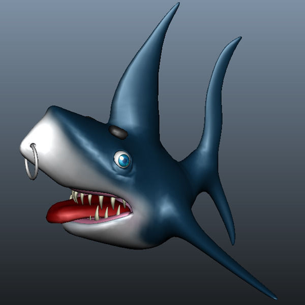 Shark cartoon 02 Low-poly 3D model_2