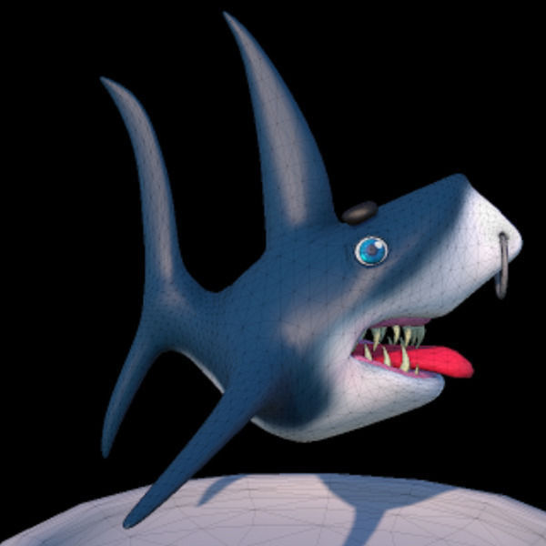 Shark cartoon 02 Low-poly 3D model_7