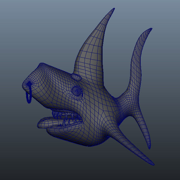 Shark cartoon 02 Low-poly 3D model_6