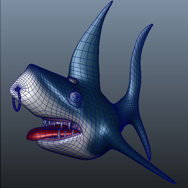 Shark cartoon 02 Low-poly 3D model_1
