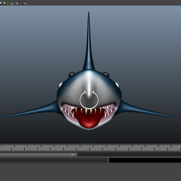 Shark cartoon 02 Low-poly 3D model_3