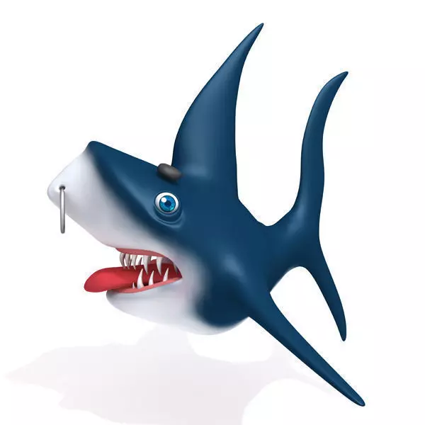 Shark cartoon 02 Low-poly 3D model_0