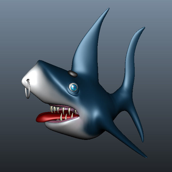 Shark cartoon 02 Low-poly 3D model_8