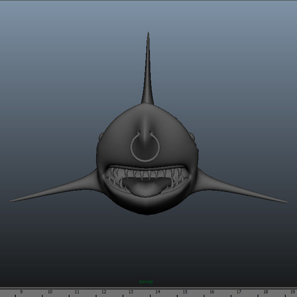 Shark cartoon 02 Low-poly 3D model_5