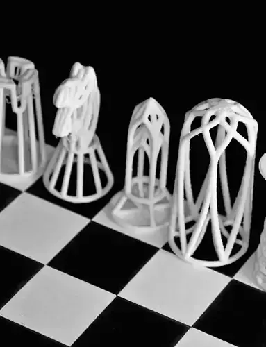 3D printing chessgame designed in Barcelona Low-poly 3D model