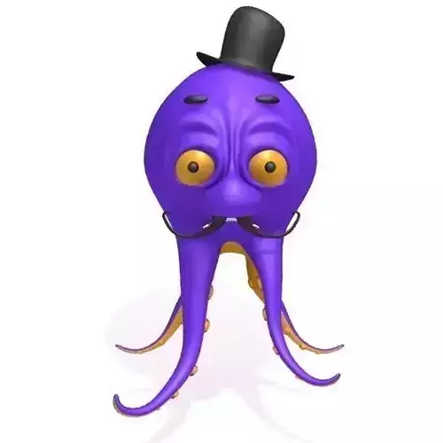 Octopus Cartoon Low-poly 3D model
