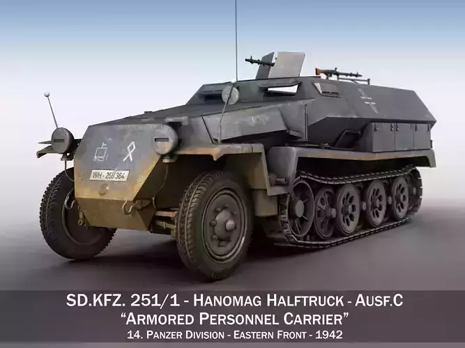 SD KFZ 251 1 - Ausf C - Half-track - 14PD 3D model