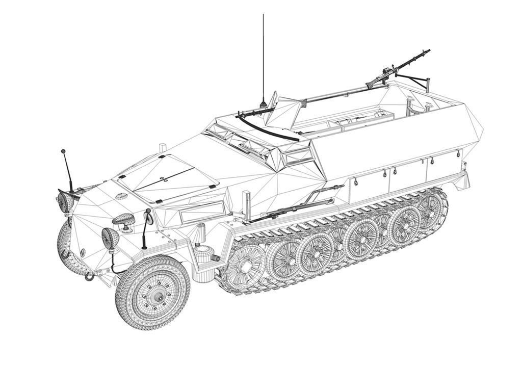 SD KFZ 251 1 - Ausf C - Half-track - 14PD 3D model_16