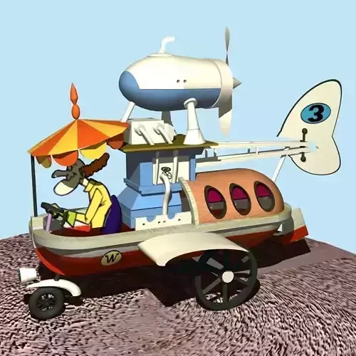 Wacky Races Professor Pat Pending car Number 3 3D Model 3D model