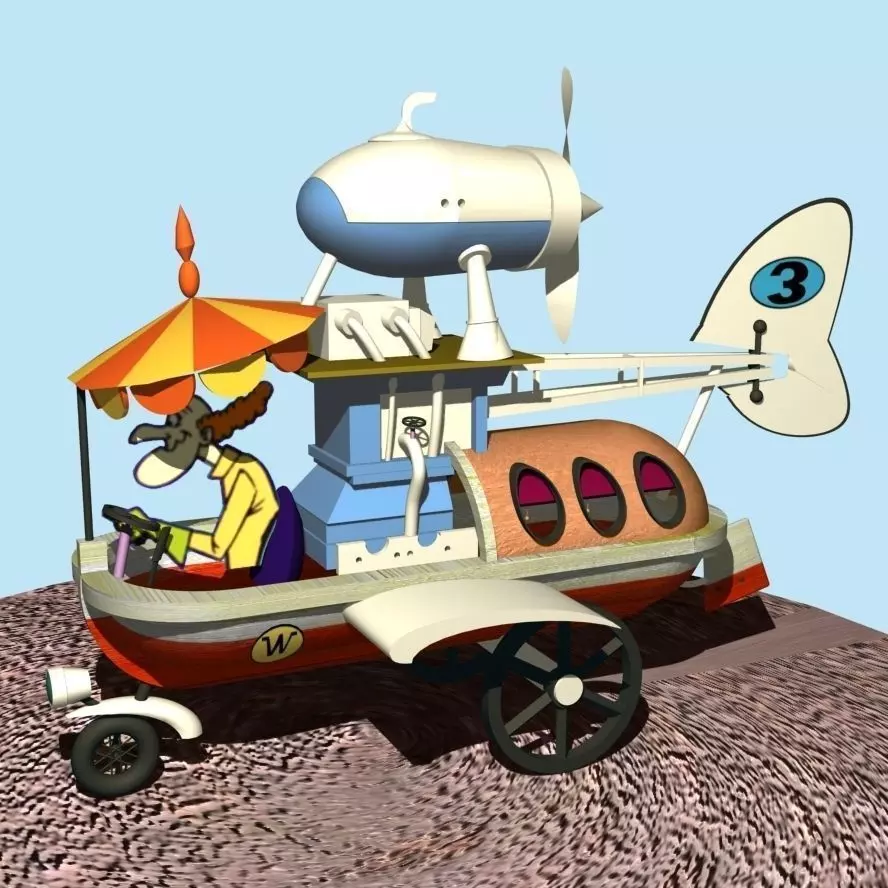 Wacky Races Professor Pat Pending car Number 3 3D Model 3D model_0