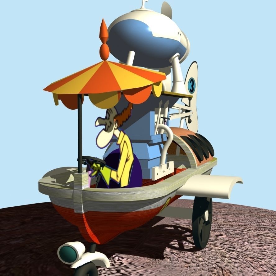 Wacky Races Professor Pat Pending car Number 3 3D Model 3D model_1