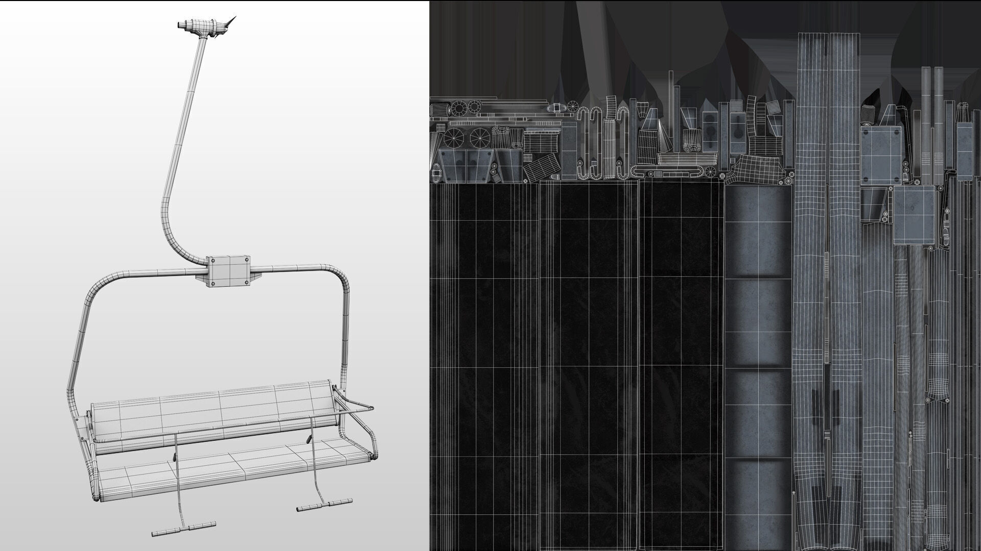Ski lift chair Low-poly 3D model_14
