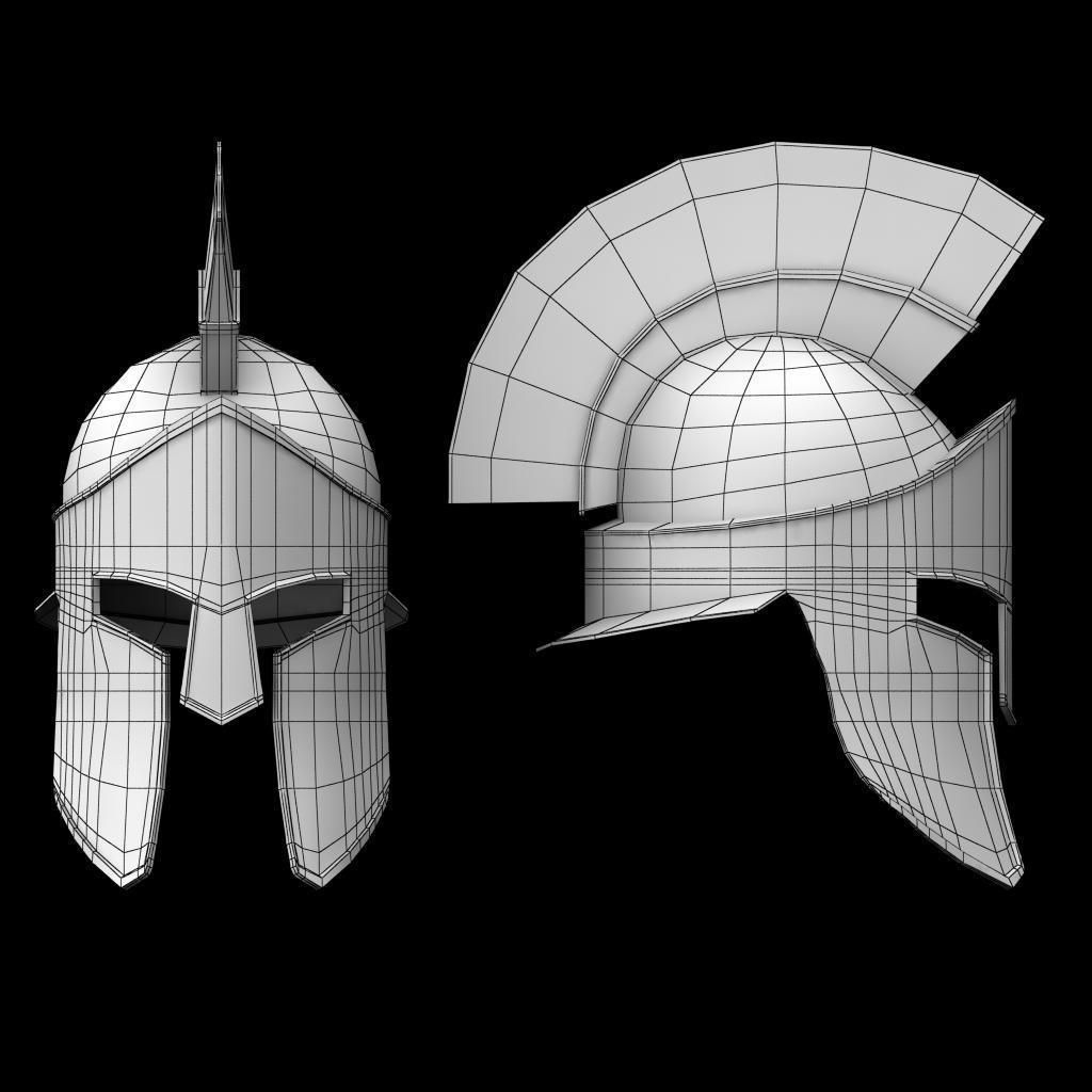 Spartan Helmet HairFur 3D model_4